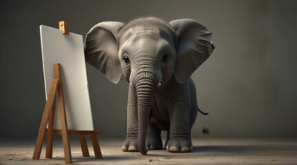 3D character of a cute elephant in children's style.generative.ai