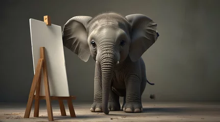 Lichtdoorlatende rolgordijnen Olifant 3D character of a cute elephant in children's style.generative.ai