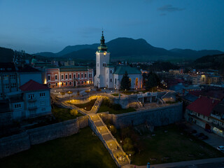 Fototapeta premium Night view of Andrej Hlinka Mausoleum in Ruzomberok, Slovakia