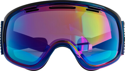 Colorful ski goggles with reflective lens isolated cut out on transparent background - obrazy, fototapety, plakaty