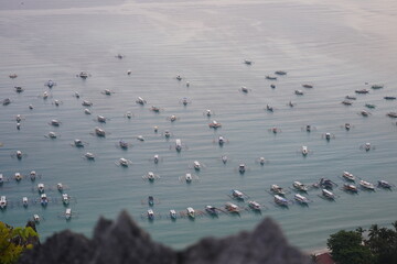 fishing boats in bay in the Philippines