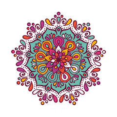 Fototapeta na wymiar Multi Colour Floral mandala illustration Background | Circle Motif Pattern | Vintage circular pattern frame | Editable Illustrator Vector File