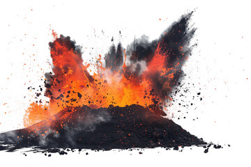 Dramatic Volcanic Eruption - Isolated on White Transparent Background, PNG
