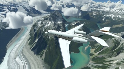 Amidst a tapestry of clouds, the business jet takes flight, a symbol of determination and progress.