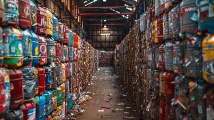 Cutting-edge innovative waste management complex, showcasing sustainable recycling and disposal solutions - obrazy, fototapety, plakaty