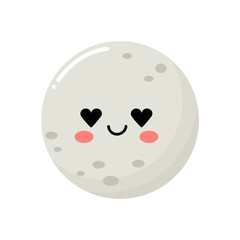 Cute. Moon. Baby illustration in flat style