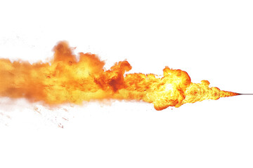 Intense Flame Fire Jet Stream Explosion - Isolated on White Transparent Background, PNG
