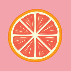 slice of grapefruit or red orange fruit- vector illustration