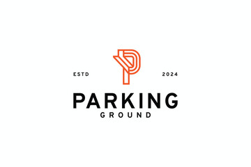 modern parking ground logo vector design template. outline parking zone iconic initial letter P logo design vector background with minimalist and line art styles