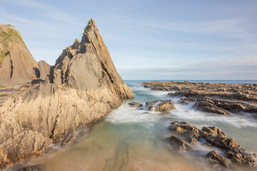 Fototapeta na wymiar Geopark located on Saturraran Beach on the northern coast of Spain.