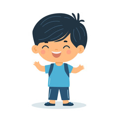 Cute boy smiling. vector illustration in children's flat style. On a white background.