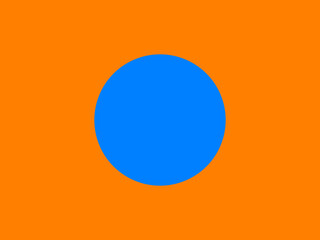 blue circle in the center, orange background