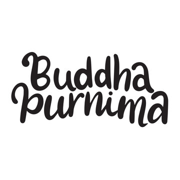Buddha Purnima text banner. Hand drawn vector art.