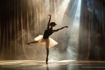 ballerina dancing on stage light