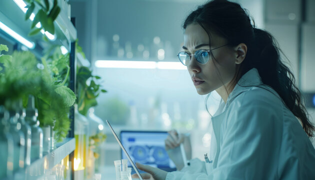 Study of infectious viral diseases in the laboratory. A scientist conducts a chemical experiment with bacteria.