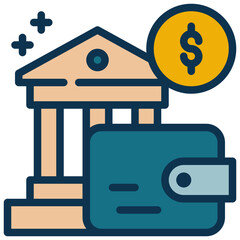 wallet banking saving income invest interest filled outline