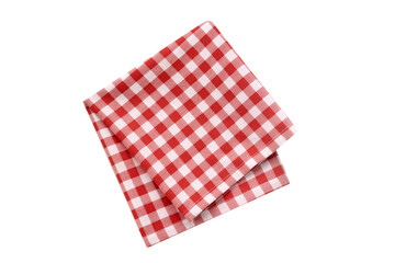 Red picnic cloth isolated,kitchen folded checkered towel.Tablecloth.