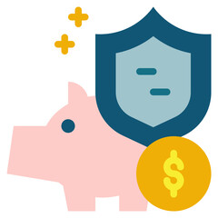 piggy protect shield security income profit invest flat style - 776151912