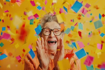 Grandmother surprised to win with confetti around