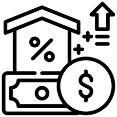 home loan interest income profit simple line - 776152907