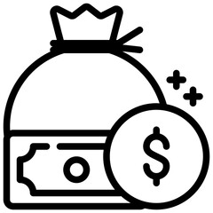 money bag invest profit income interest simple line - 776152924