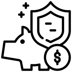 piggy protect shield security income profit invest simple line - 776152937