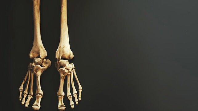 Human Skeleton Tibia and Fibula Bone Anatomy with space for text background. generative ai