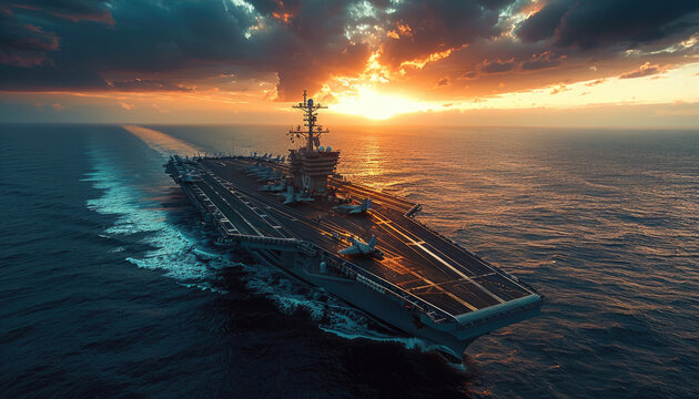 A large Navy ship is sailing through the ocean by AI generated image