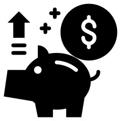 wealth income invest interest growth saving piggy solid glyph - 776154961