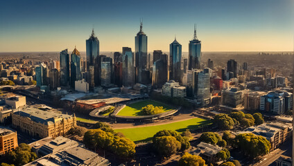 Fototapeta premium Magnificent panorama of Melbourne Australia cityscape
