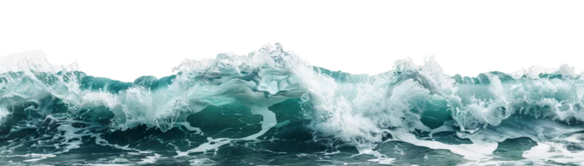 Foto op Plexiglas Turquoise ocean waves cresting with foam isolated on transparent background © David