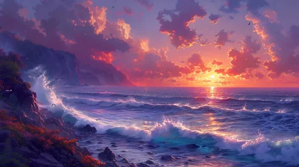 Selbstklebende Fototapeten sunset over the sea © rajpoot 