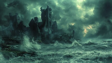 Gathering Storm: An Evocative Illustration of Impending Catastrophe on the Vulnerable Coastline