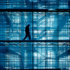 silhouette of person in building