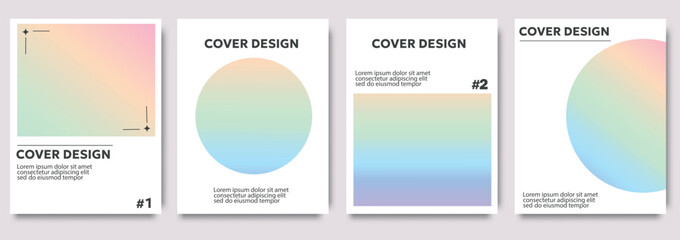 Abstract holographic cover template. Creative covers or horizontal posters in modern minimal style for corporate identity, branding, social media advertising, promo.