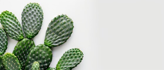   A tight shot of a green cactus against a pristine white backdrop Ideal for superimposing text or another image - obrazy, fototapety, plakaty
