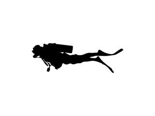 Scuba diver icon. Scuba diving silhouette. © VectorGrid