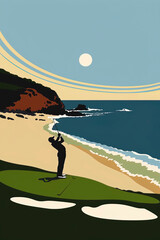 Background minimalist illustration poster design for a day of golf