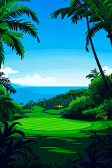 Fototapeta na wymiar Background minimalist illustration poster design for a day of golf