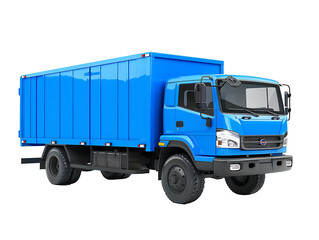 Fototapeta na wymiar Blue cargo truck on transparent background PNG