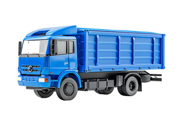 Blue cargo truck on transparent background PNG