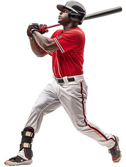 Action image of baseball player on transparent background PNG.