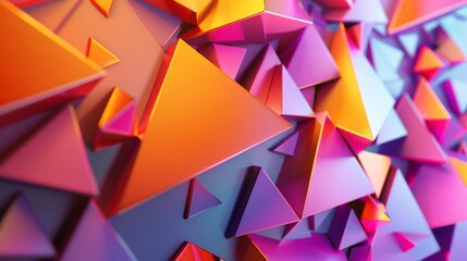 Triangle futuristic background, 3D render clay style, Abstract geometric shape theme, colorful