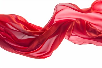 Vibrant red silk flowing on an airy backdrop