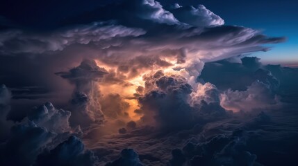 Aerial view of lightning strike in cloud.