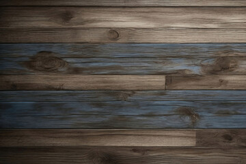 Fototapeta premium Brown and blue and white old dirty wood wall wooden plank board texture background with grains and structures
