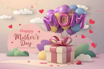 happy mother day card with gift boxes