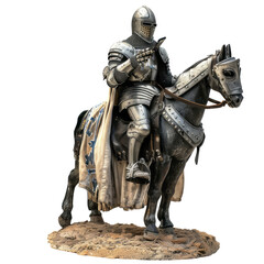 Fototapeta na wymiar A medieval knight in armor texting on an old flip phone, his horse sculpted from WiFi routers. isolated on white background or transparent background, die-cut, png cutout