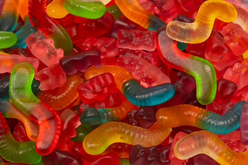 Assorted colorful gummy candies. Jelly  sweets.