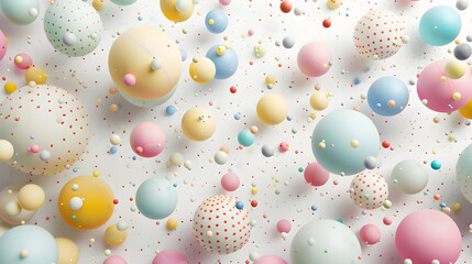 Fototapeta na wymiar Soft pastel background composed of balls and decorated with dots.